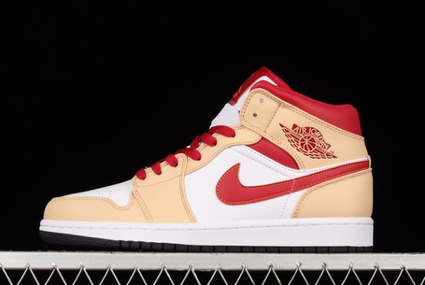 Brand New Air Jordan 1 Mid “Beige Red” Basketball Shoes 554724-201